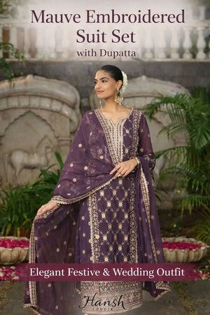 Embroidered Chinnon Straight Suit Set