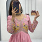 Embroidered Chinon Gown