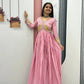 Embroidered Chinon Gown