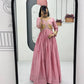 Embroidered Chinon Gown