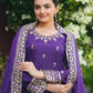 Embroidered Chinon Gown Pant Set