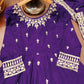 Embroidered Chinon Gown Pant Set