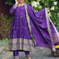 Embroidered Chinon Gown Pant Set