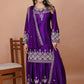 Embroidered Chinon Kurta Sharara Set