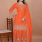Embroidered Chinon Kurta Sharara Set