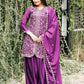 Embroidered Chinon Kurta Sharara Set