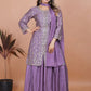Embroidered Chinon Kurta Sharara Set