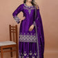 Embroidered Chinon Kurta Sharara Set