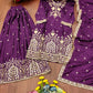 Embroidered Chinon Kurta Sharara Set
