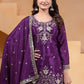 Embroidered Chinon Kurta Sharara Set