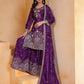 Embroidered Chinon Kurta Sharara Set