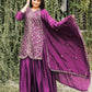 Embroidered Chinon Kurta Sharara Set