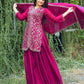 Embroidered Chinon Kurta Sharara Set