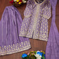 Embroidered Chinon Kurta Sharara Set