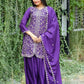 Embroidered Chinon Kurta Sharara Set