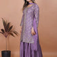 Embroidered Chinon Kurta Sharara Set