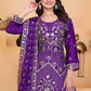 Embroidered Chinon Kurta Sharara Set