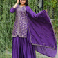 Embroidered Chinon Kurta Sharara Set