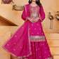 Embroidered Chinon Kurta Sharara Set