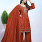 Embroidered Chinon Kurta Sharara Set