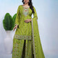 Embroidered Chinon Kurta Sharara Set