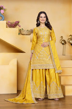 Embroidered Chinon Kurta Sharara Set