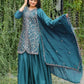 Embroidered Chinon Kurta Sharara Set