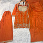 Embroidered Chinon Kurti Palazzo Set with Bustier for Wedding and Festive Wear