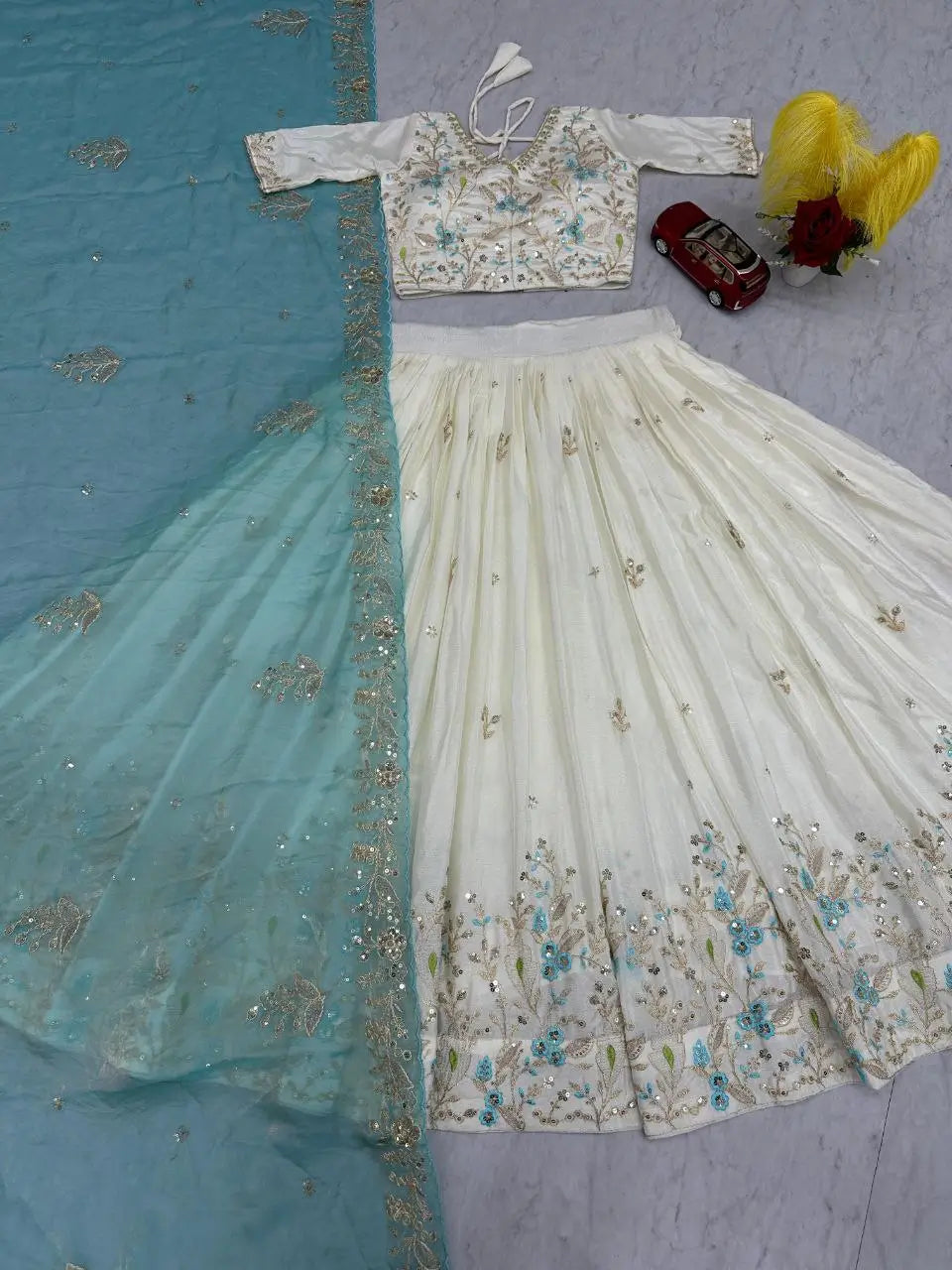 Embroidered Chinon Lehenga Choli Set