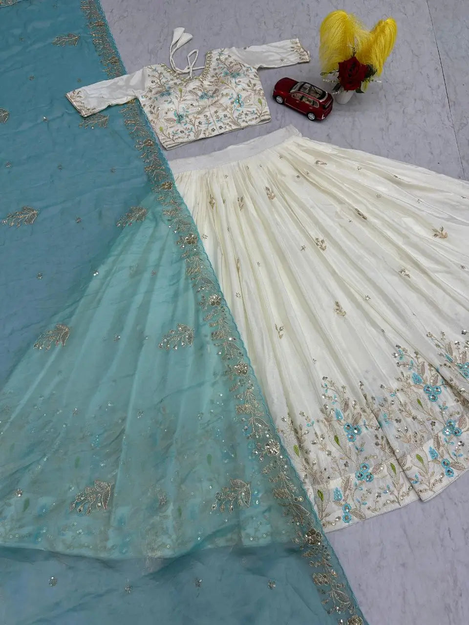 Embroidered Chinon Lehenga Choli Set