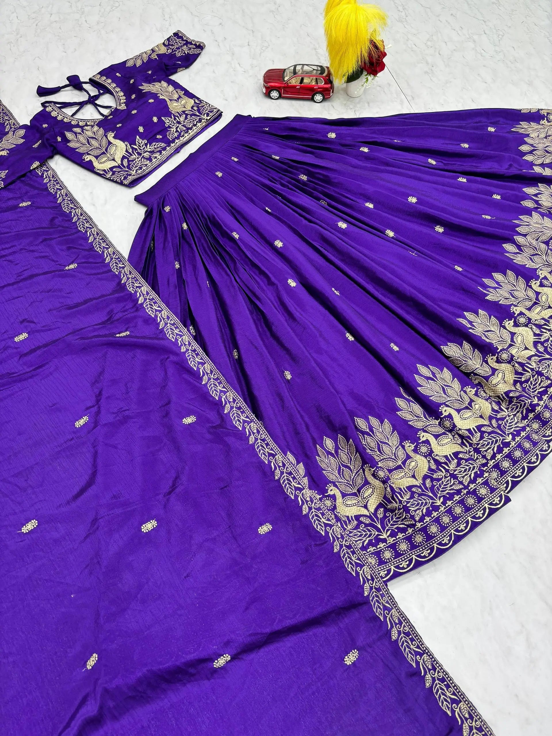 Embroidered Chinon Lehenga Choli Set