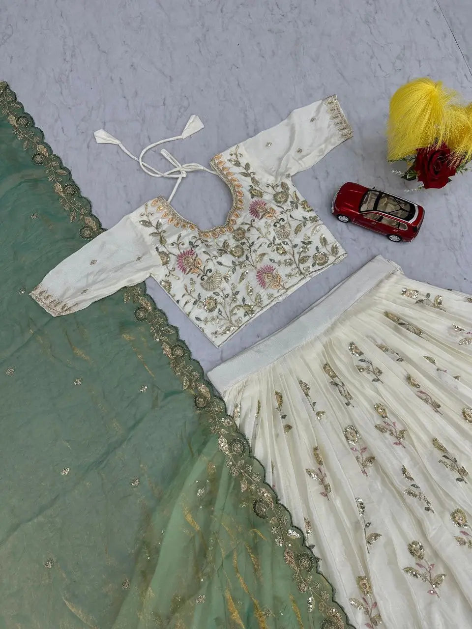 Embroidered Chinon Lehenga Choli Set