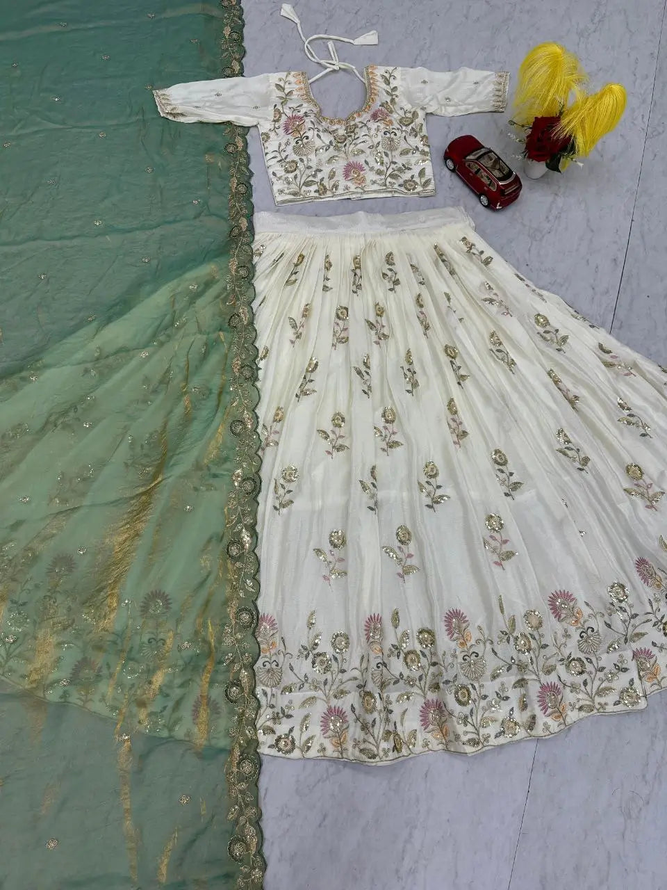Embroidered Chinon Lehenga Choli Set