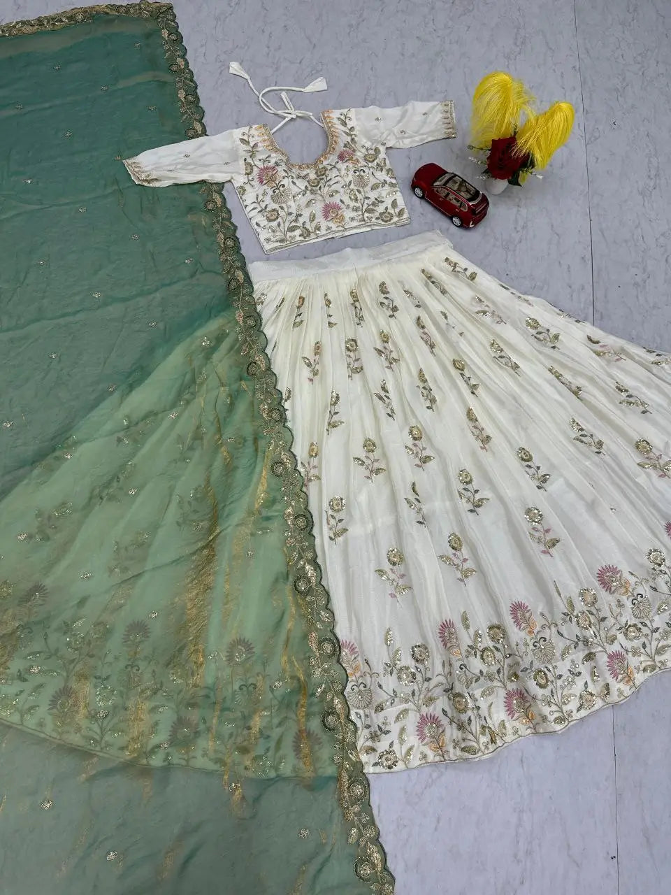 Embroidered Chinon Lehenga Choli Set