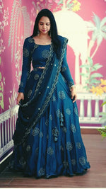 Embroidered Chinon Lehenga Choli Set with Dupatta