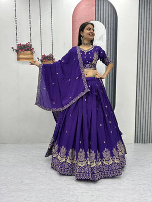 Embroidered Chinon Lehenga Choli Set