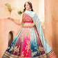 Embroidered Chinon Lehenga Choli with Dupatta for Wedding and Festive Wear