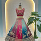Embroidered Chinon Lehenga Choli with Dupatta for Wedding and Festive Wear