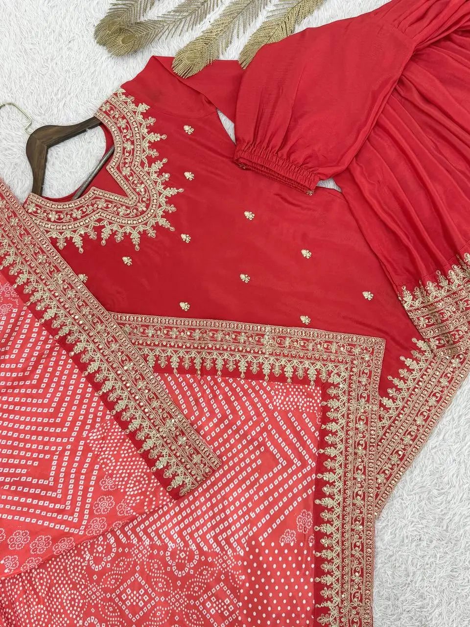 Embroidered Chinon Sharara Suit Set