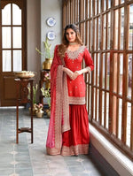 Embroidered Chinon Sharara Suit Set