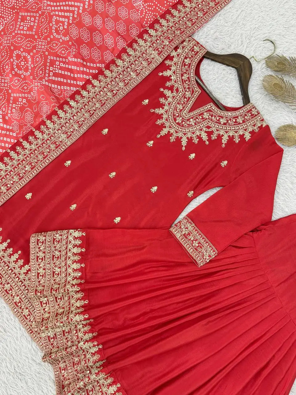 Embroidered Chinon Sharara Suit Set