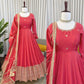 Embroidered Chinon Silk Anarkali Gown Set