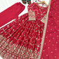 Embroidered Chinon Silk Anarkali Set