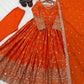 Embroidered Chinon Silk Anarkali Set