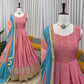 Embroidered Chinon Silk Anarkali Set with Dupatta