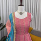 Embroidered Chinon Silk Anarkali Set with Dupatta