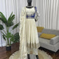 Embroidered Chinon Silk Anarkali Set with Koti, Pant and Dupatta