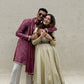 Embroidered Chinon Silk Anarkali Set with Koti, Pant and Dupatta