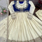 Embroidered Chinon Silk Anarkali Set with Koti, Pant and Dupatta