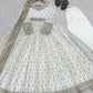 Embroidered Chinon Silk Gown Set